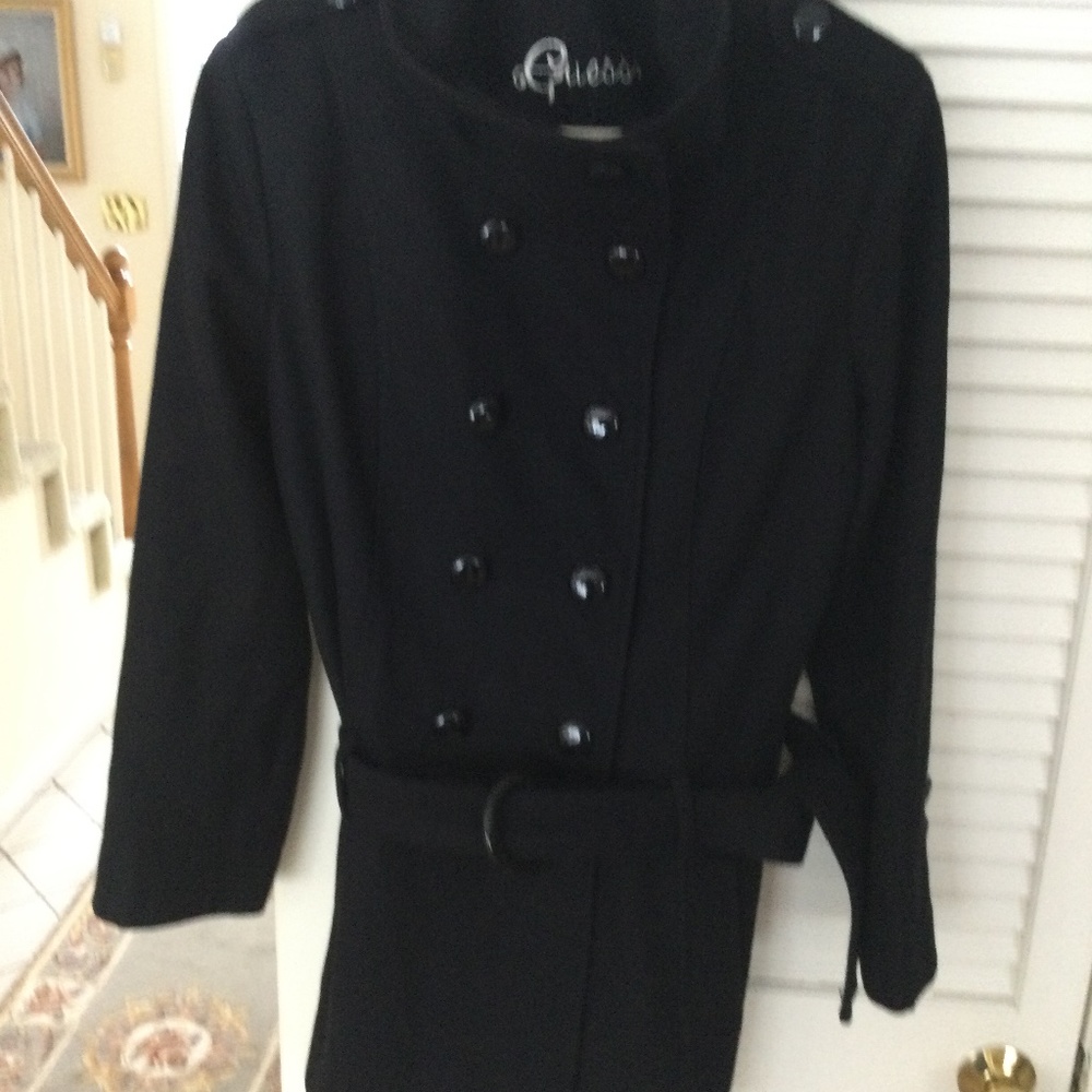 Black wool blend coat and extra-large by Guess